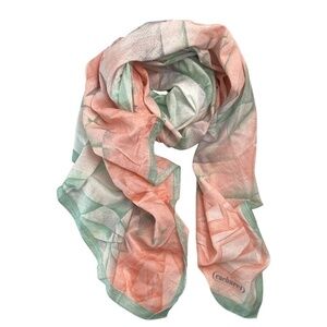 CACHAREL for Anais Anais Cotton Scarf Italy 44” x 60” Green Pink Gray